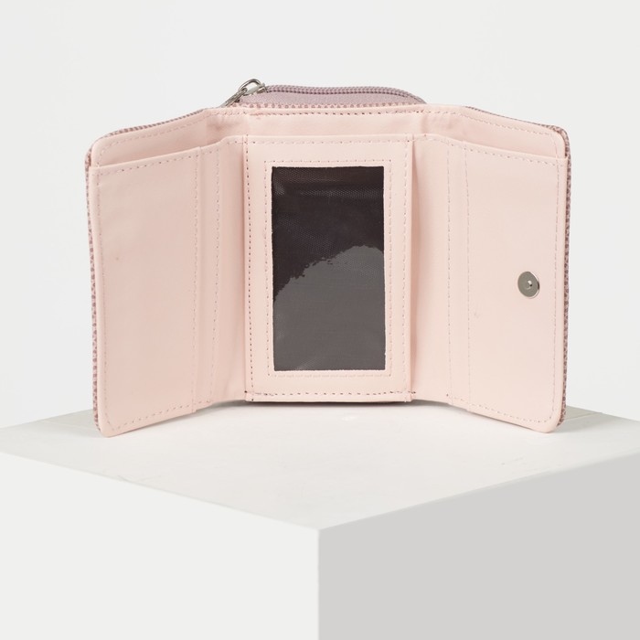 Кошелёк женский, 2 отдела на молнии, 2 отдела, для карт, на клапане, цвет пудровый