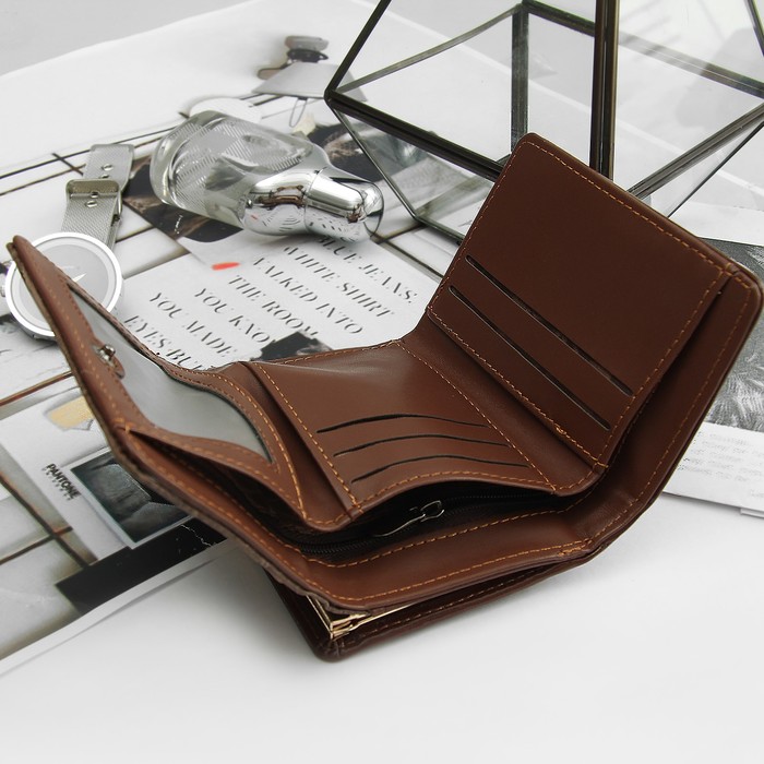 Кошелёк женский, отдел рамка, 2 отдела, для карт, на клапане, цвет кофе