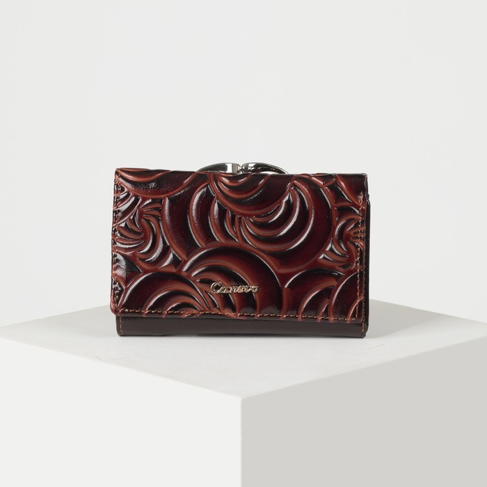 Кошелёк женский, 2 отдела рамка, 3 отдела, для карт, на клапане, цвет коричневый