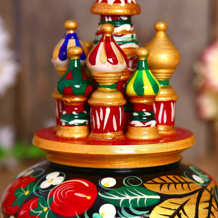 Сувенир-шкатулка музыкальная "Храм", 19х15,5 см, хохлома