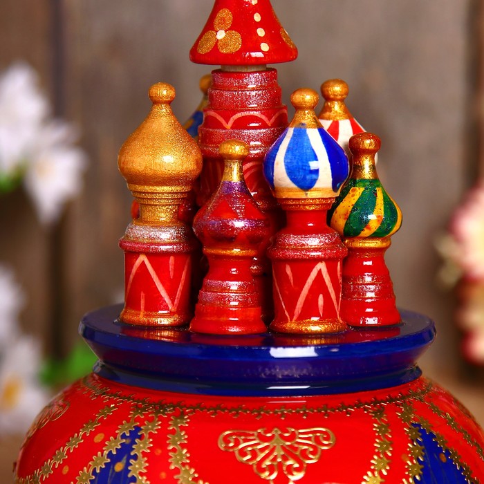 Сувенир-шкатулка музыкальная "Храм", 19х15,5 см, красно-синяя