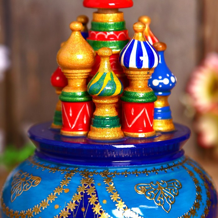 Сувенир-шкатулка музыкальная "Храм", 19х15,5 см, сине-голубая