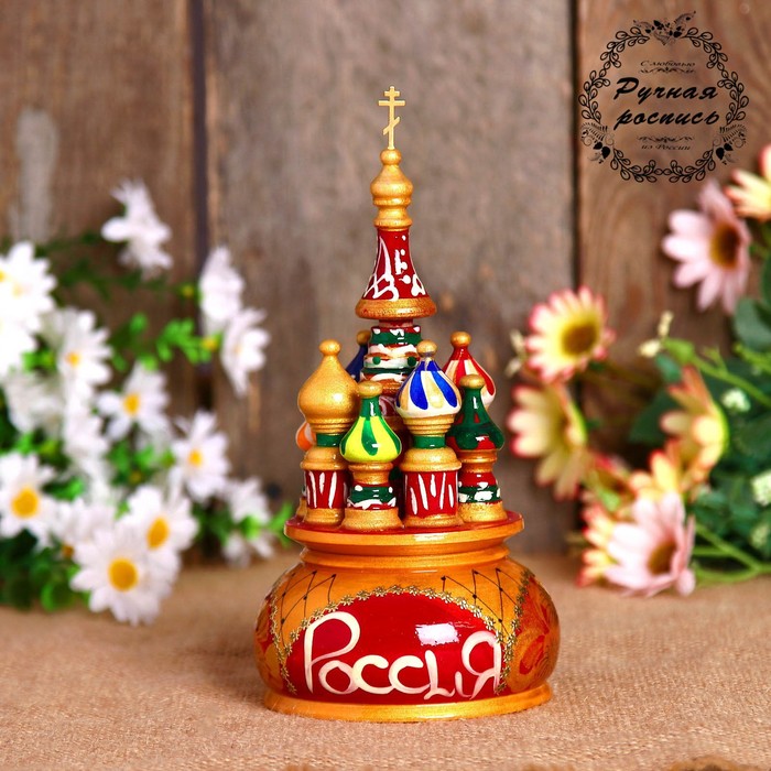 Сувенир-шкатулка музыкальная "Храм", 17х10 см, красная