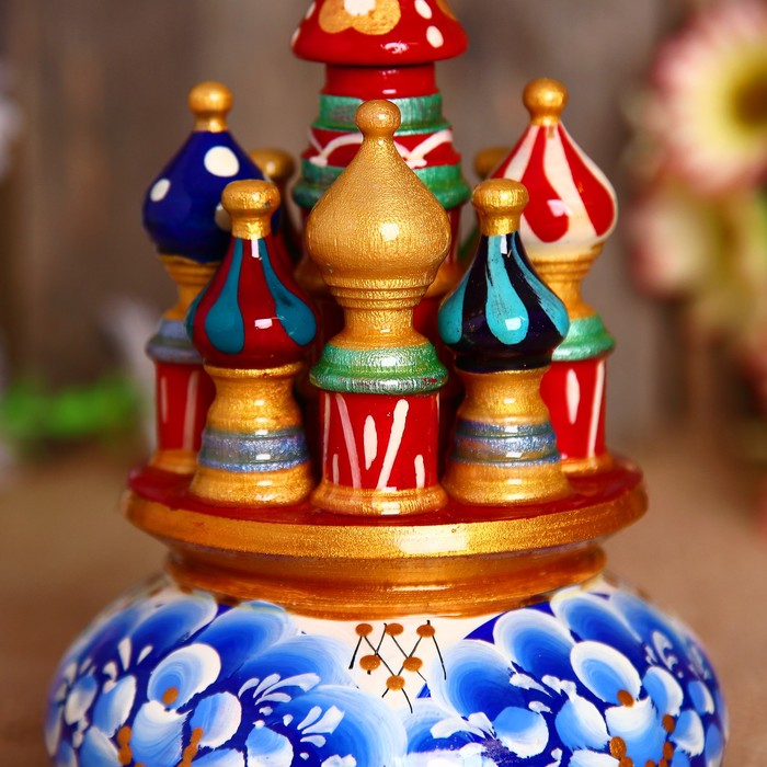 Сувенир-шкатулка музыкальная "Храм", 17х10 см, гжель