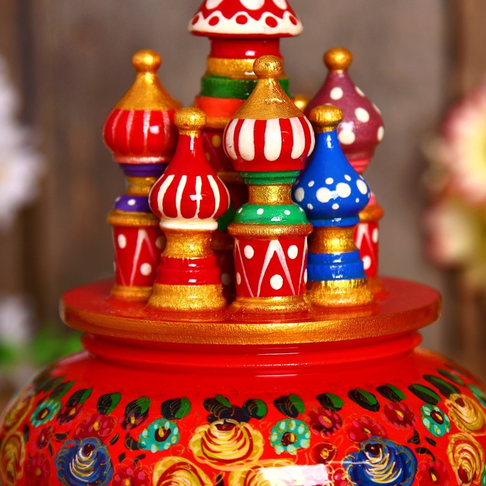 Сувенир-шкатулка музыкальная "Храм", 19х15,5 см, красная