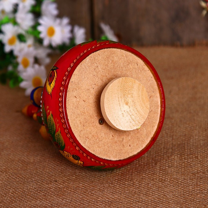 Сувенир-шкатулка музыкальная "Храм. Жостово", 19х15,5 см, красная