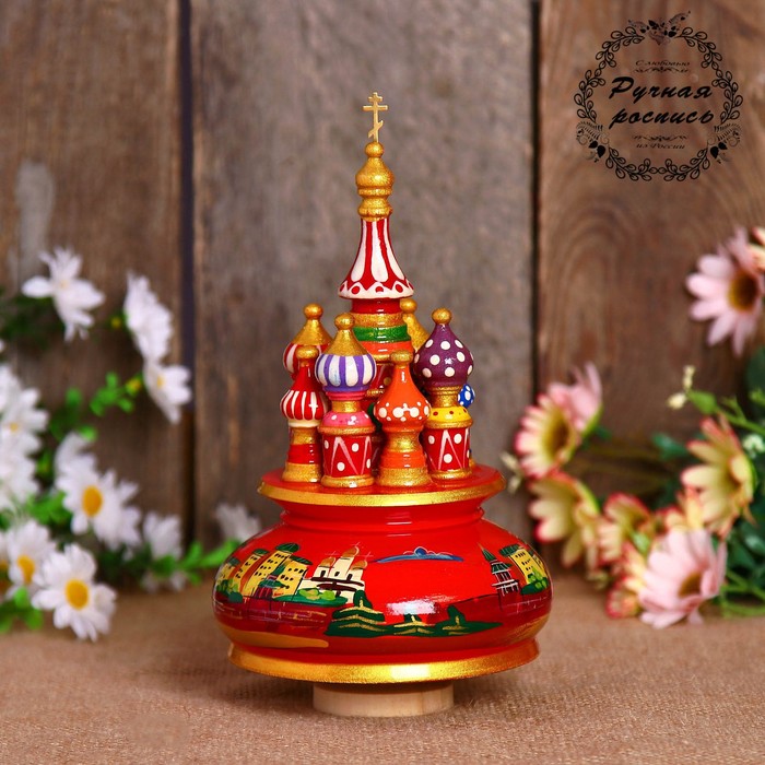 Сувенир-шкатулка музыкальная "Храм", 19х15,5 см, город