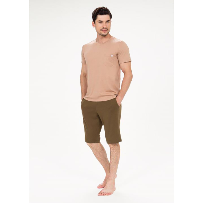 Комплект (футболка, шорты) мужской AW18-BGUZ-588 цвет бежевый/хаки, р-р 58-60