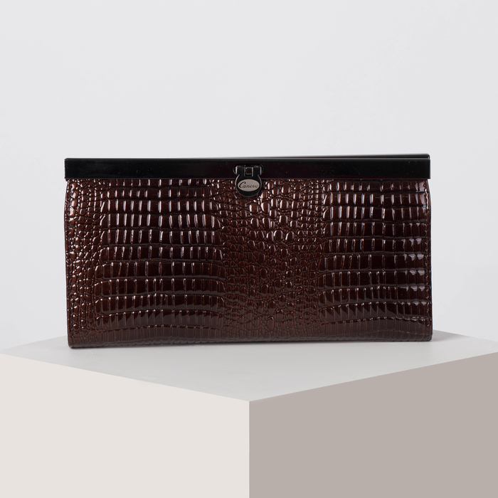 Кошелёк женский, 5 отделов, для монет, на защёлке, наружный карман, цвет кофе