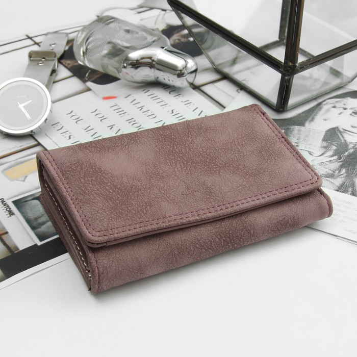 Кошелёк женский, отдел рамка, 2 отдела, для карт, на клапане, цвет винный