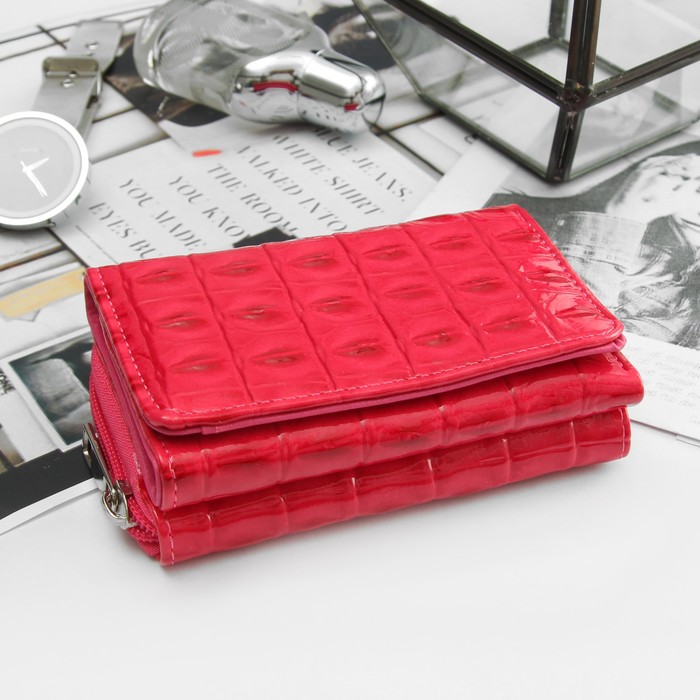 Кошелёк женский, 2 отдела на молнии, 2 отдела, для карт, на клапане, цвет розовый