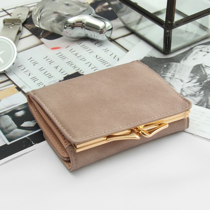 Кошелёк женский, отдел рамка, 2 отдела, для карт, на клапане, цвет розовый