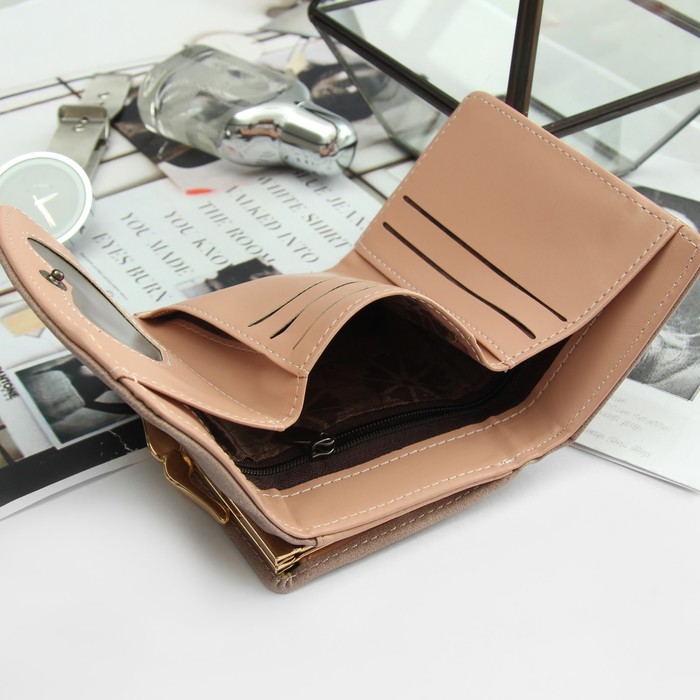 Кошелёк женский, отдел рамка, 2 отдела, для карт, на клапане, цвет розовый