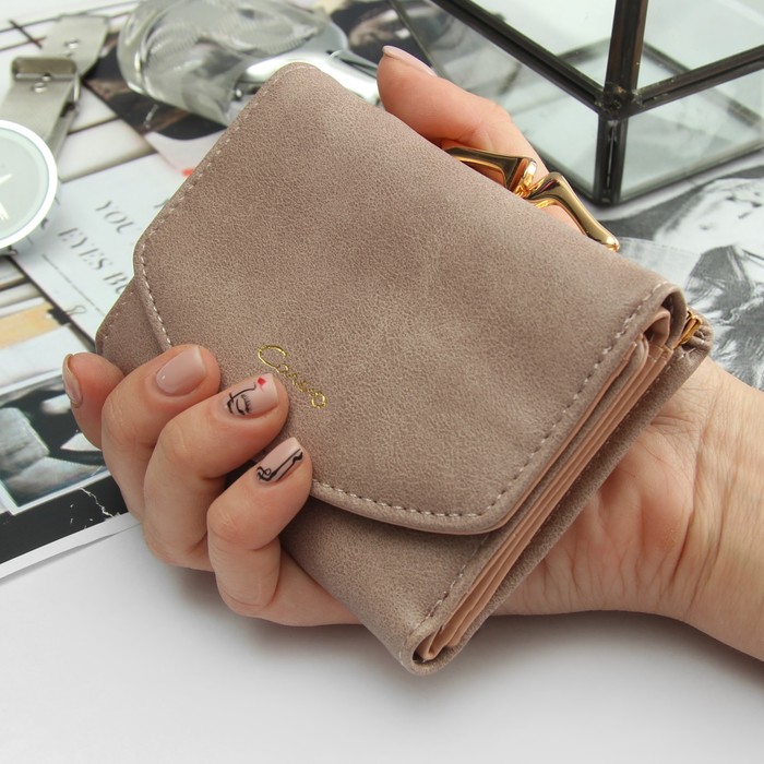 Кошелёк женский, отдел рамка, 2 отдела, для карт, на клапане, цвет розовый