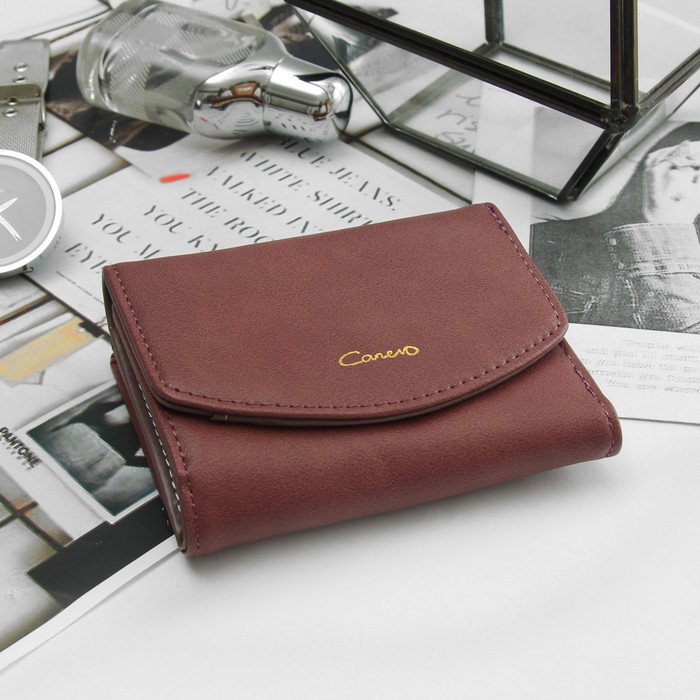 Кошелёк женский, отдел рамка, 2 отдела, для карт, на клапане, цвет пурпурный