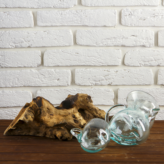 Вазон стекло на дереве "Графин и 2 кружки" 30х35х15 см