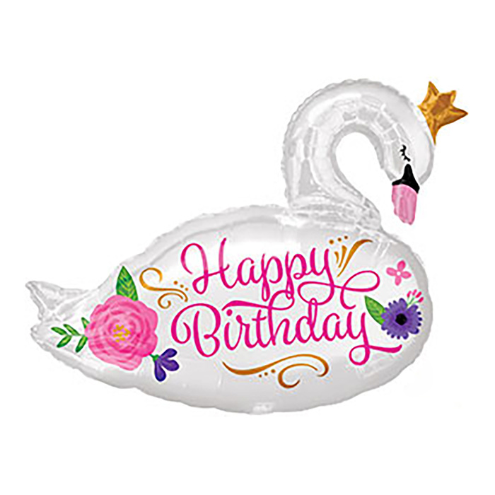 Шар фольгированный 22" "Лебедь" белый, A