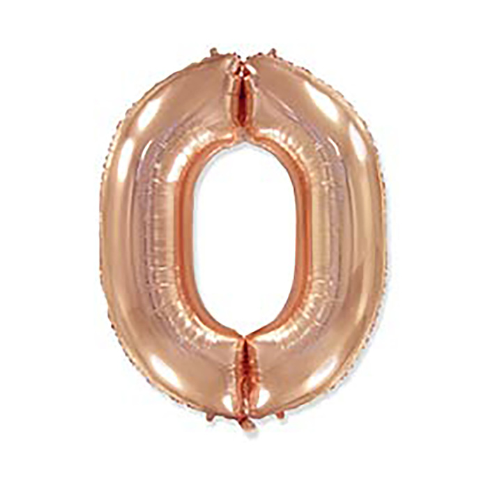 Шар фольгированный 40 "Цифра 0" розовое золото, Rose Gold FM