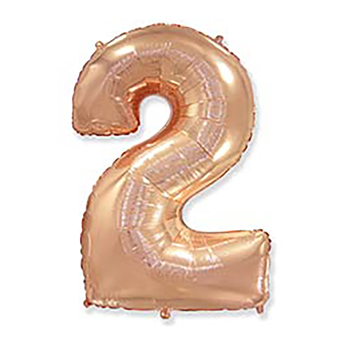 Шар фольгированный 40 "Цифра 2" розовое золото, Rose Gold FM