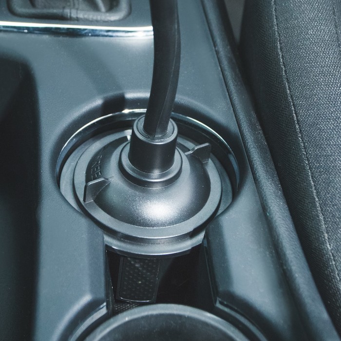 Держатель телефона в подстаканник на гибкой штанге, раздвижной 4,5-9 см, черный