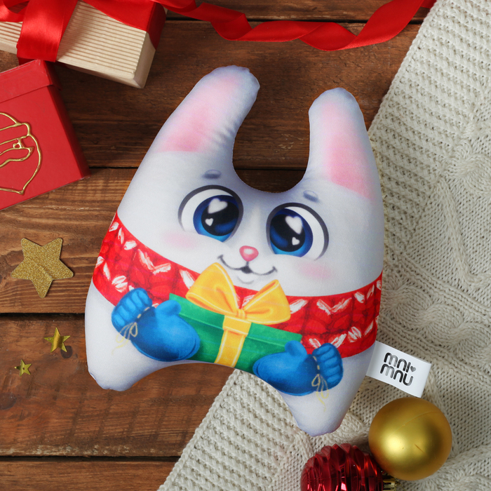 Мягкая игрушка-антистресс "Зайка с подарком"