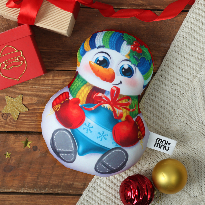 Мягкая игрушка-антистресс "Снеговичок с игрушкой"