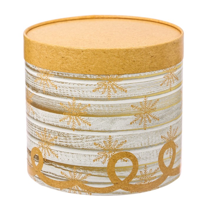 Круглая подарочная коробка «Зимние узоры», 17,5 × 20 см