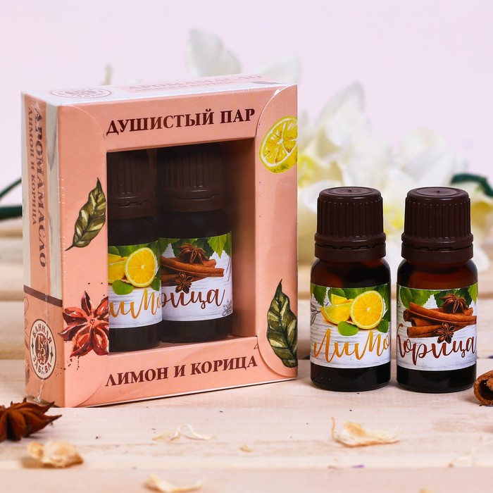 Эфирные масла "Душистый пар", 2 шт. по 10 мл, лимон и корица