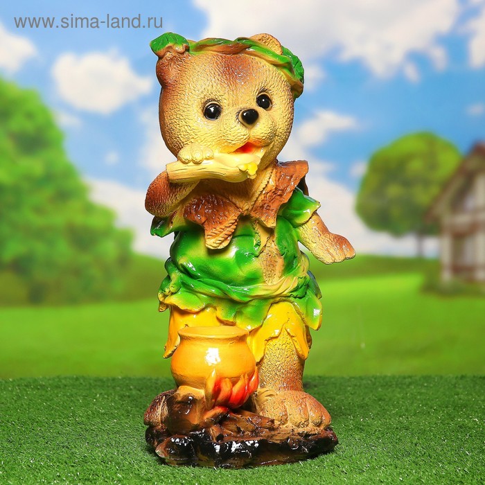 фото Садовая фигура "медведь с ложкой" 43х22х23см микс хорошие сувениры
