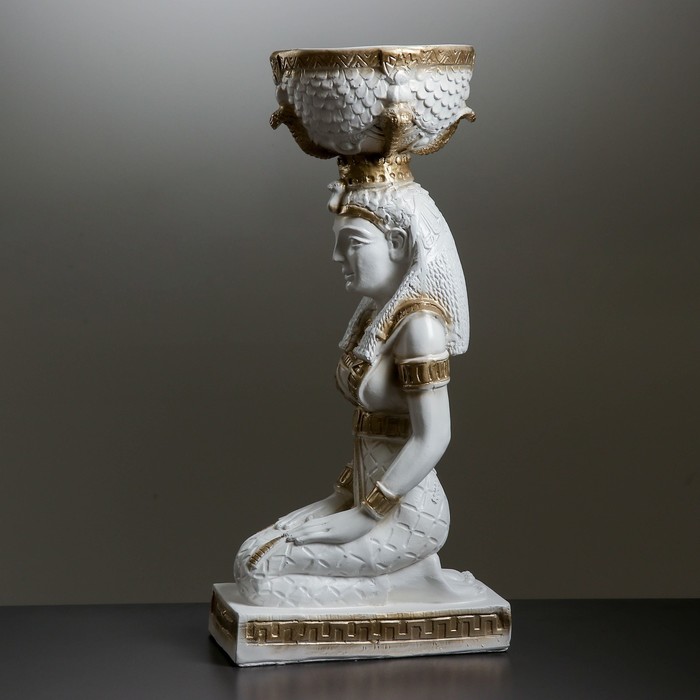 Фигурное кашпо "Египтянка" белое золото 71х26х32см