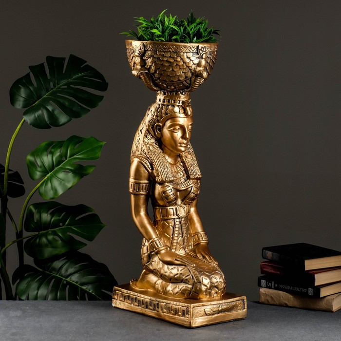 Фигурное кашпо "Египтянка" бронза 71х26х32см