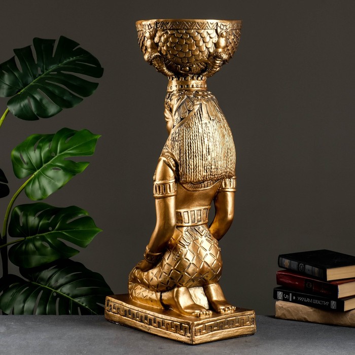 Фигурное кашпо "Египтянка" бронза 71х26х32см