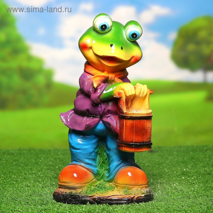 фото Садовая фигура "лягушка с ведром", микс, 34х18х15см хорошие сувениры