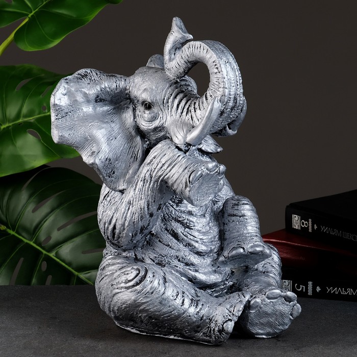 Копилка Слон сидя серебро, 37х24х29см