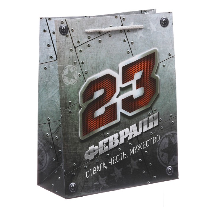 Пакет ламинированный вертикальный «Отвага Честь Мужество», 18 × 23 × 8 см