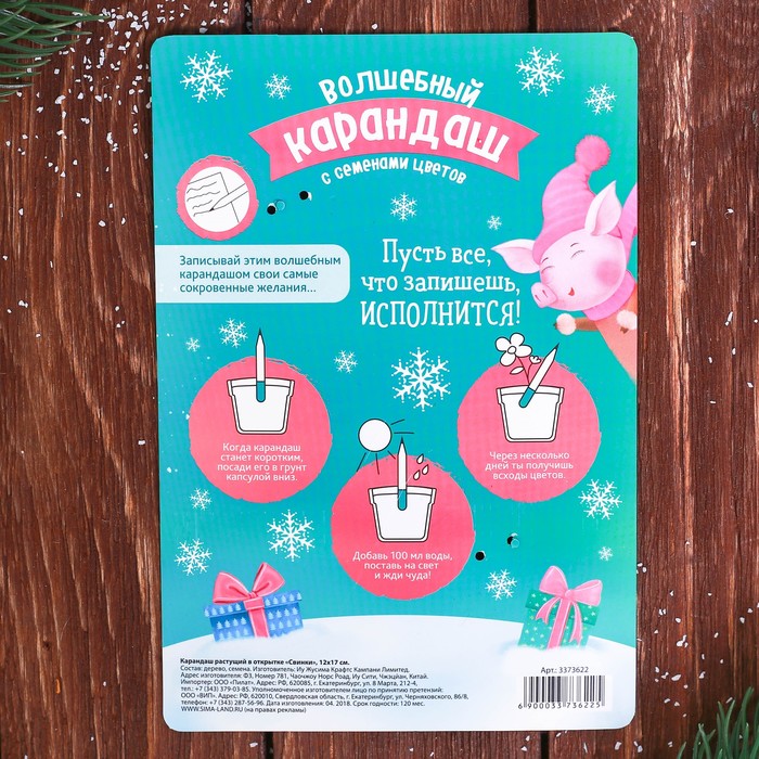 Карандаш растущий в открытке "Свинки"