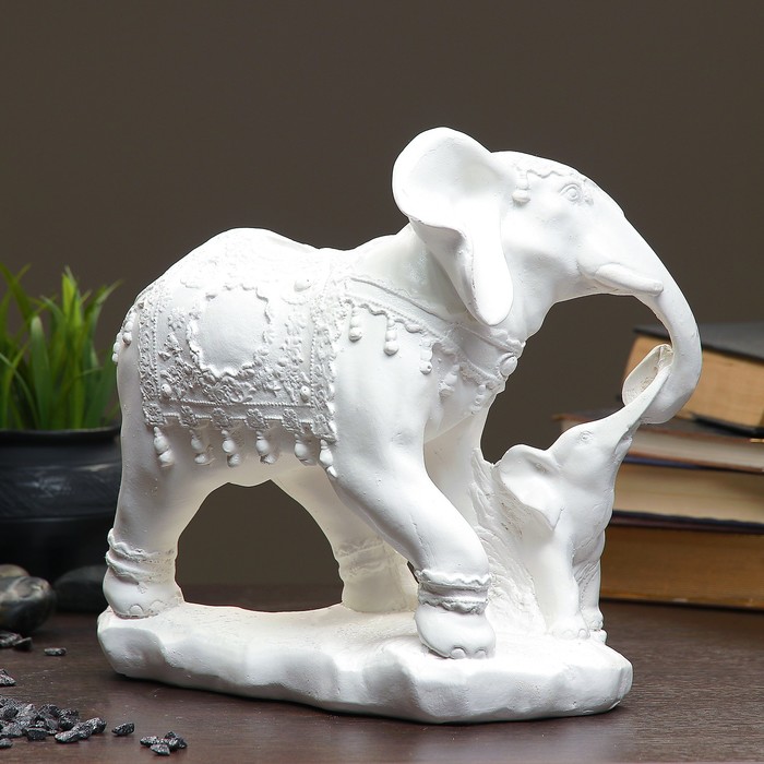 Светящаяся копилка "Слон со слоненком" белый 30см