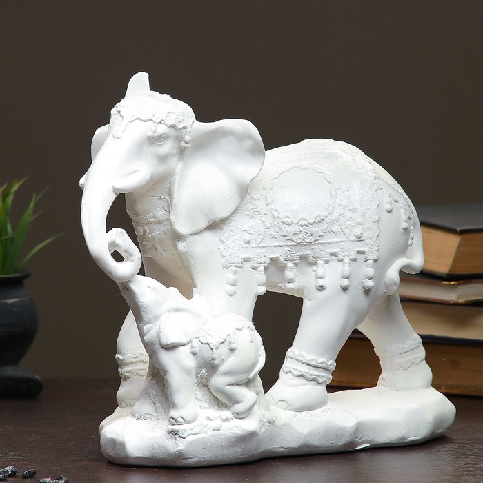 Светящаяся копилка "Слон со слоненком" белый 30см