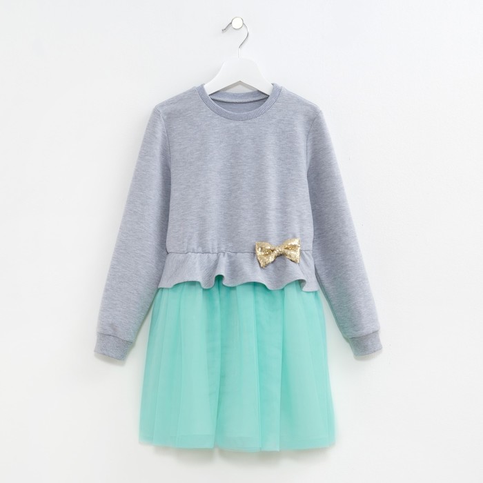 Платье детское KAFTAN, рост 122-128 см (34), серый/бирюзовый