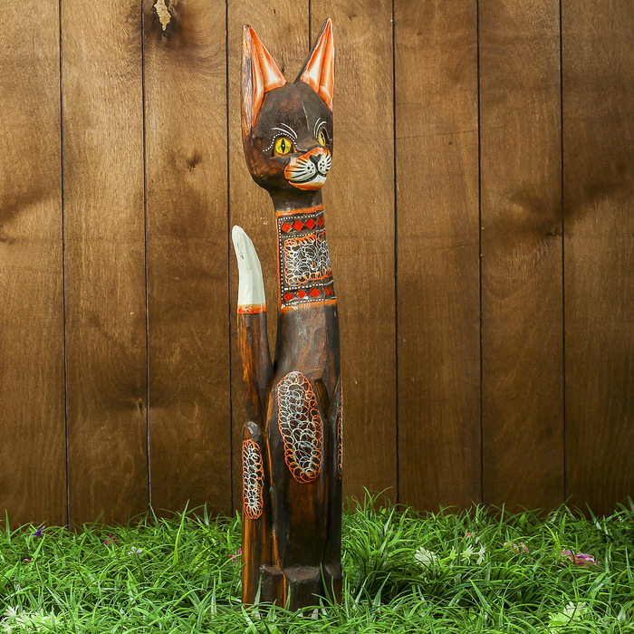 Сувенир дерево "Кошка с красными вставками" 14х6х60 см