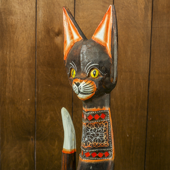 Сувенир дерево "Кошка с красными вставками" 14х6х60 см