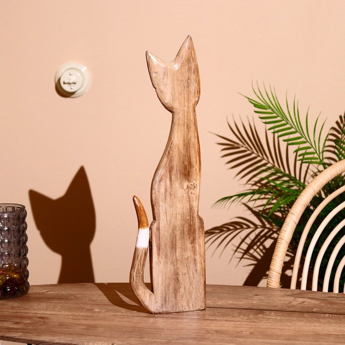 Сувенир дерево "Светлая кошка с украшениями" 14х6х60 см