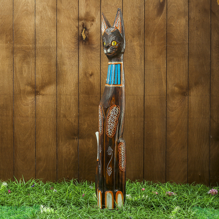 Сувенир дерево "Кошка с голубыми вставками" 15х8х80 см