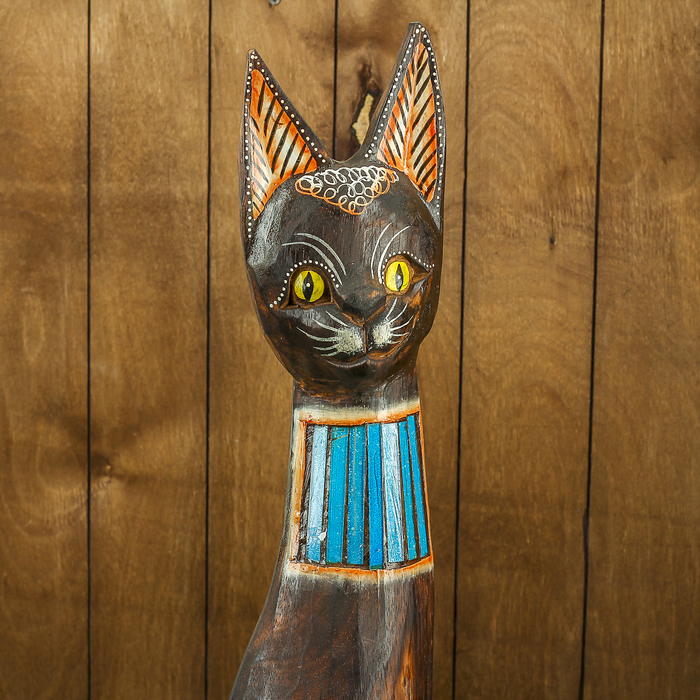 Сувенир дерево "Кошка с голубыми вставками" 15х8х80 см