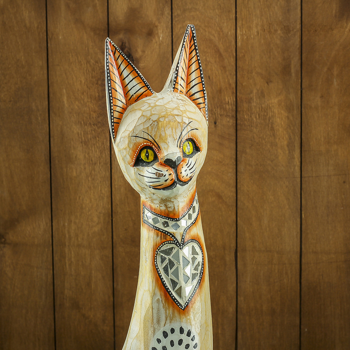 Сувенир дерево "Кошка с сердечком" 15х8х80 см