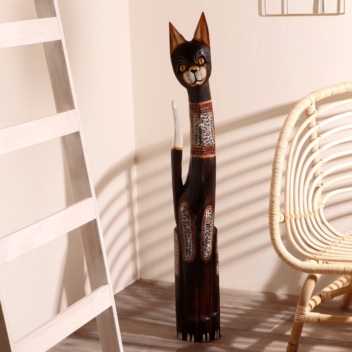 Сувенир дерево "Кошка с красными вставками" 16х7х100 см