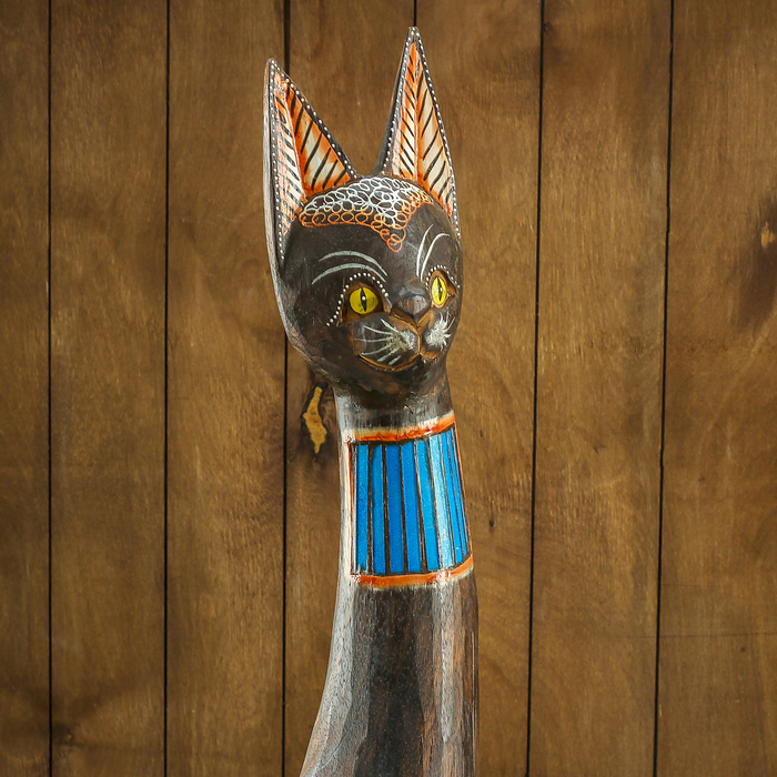 Сувенир дерево "Кошка с голубыми вставками" 16х7х100 см