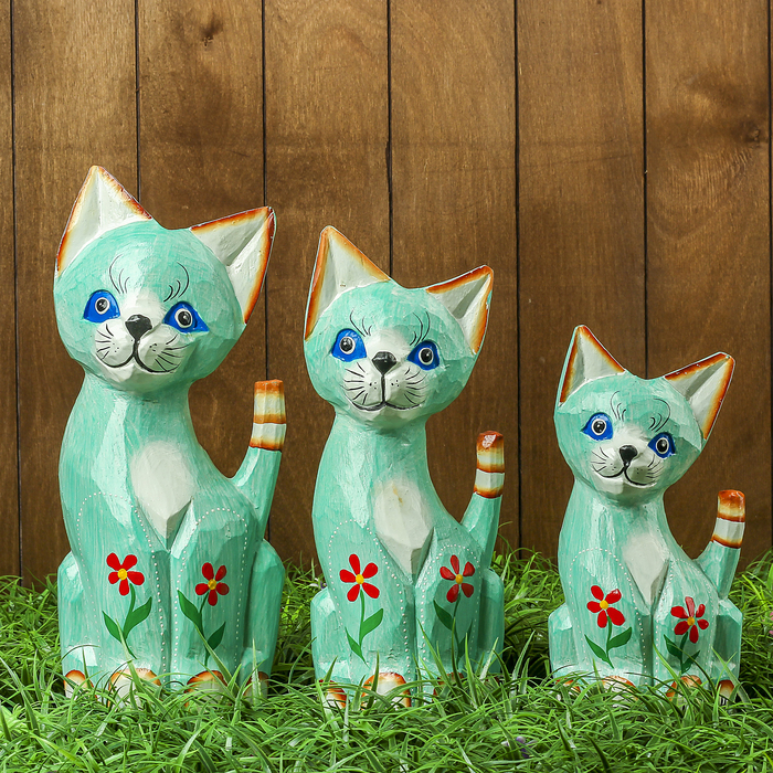 Набор сувенирный "Бирюзовые кошечки"(35,30,25) 25х12х35 см