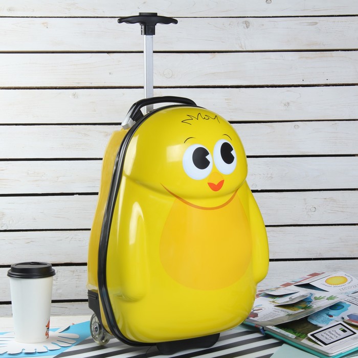 Чемодан детский «Цыплёнок» 17", отдел на молнии, 2 колеса, цвет жёлтый