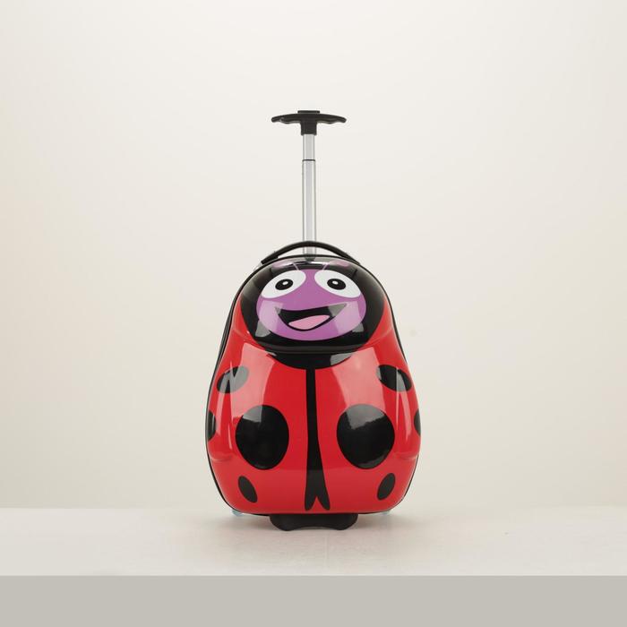Чемодан детский «Божья коровка» 17", отд на молнии, 2 колеса, цвет красный